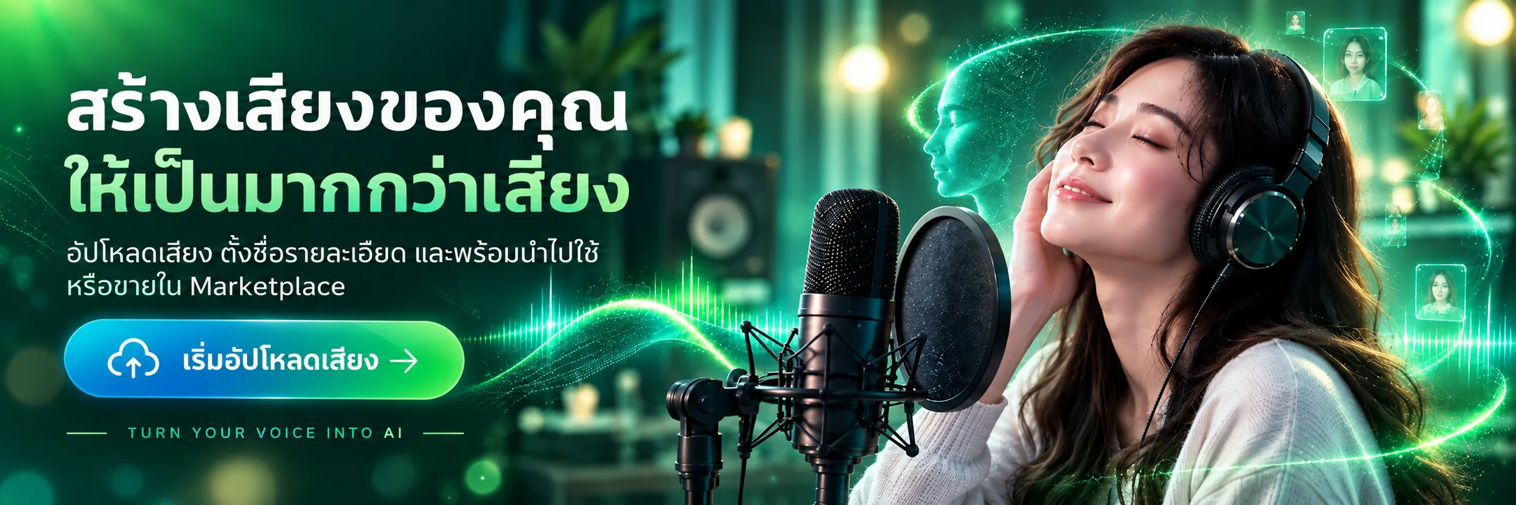 สร้างเสียงของคุณให้เป็นมากกว่าเสียง — อัปโหลดเสียง ตั้งชื่อรายละเอียด และพร้อมนำไปใช้หรือขายใน Marketplace